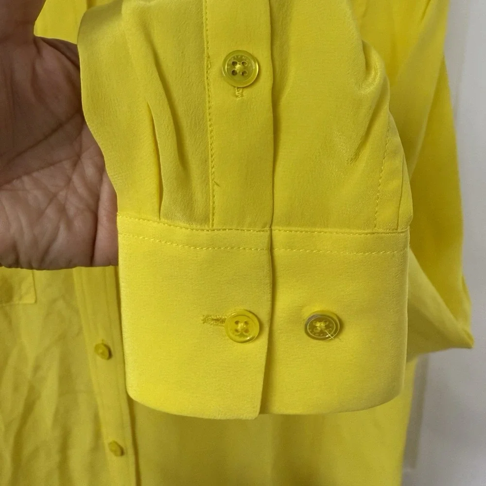 EQUIPMENT Women's Slim Signature‎ Silk Blouse in Yellow 2 Pockets $258 Size S